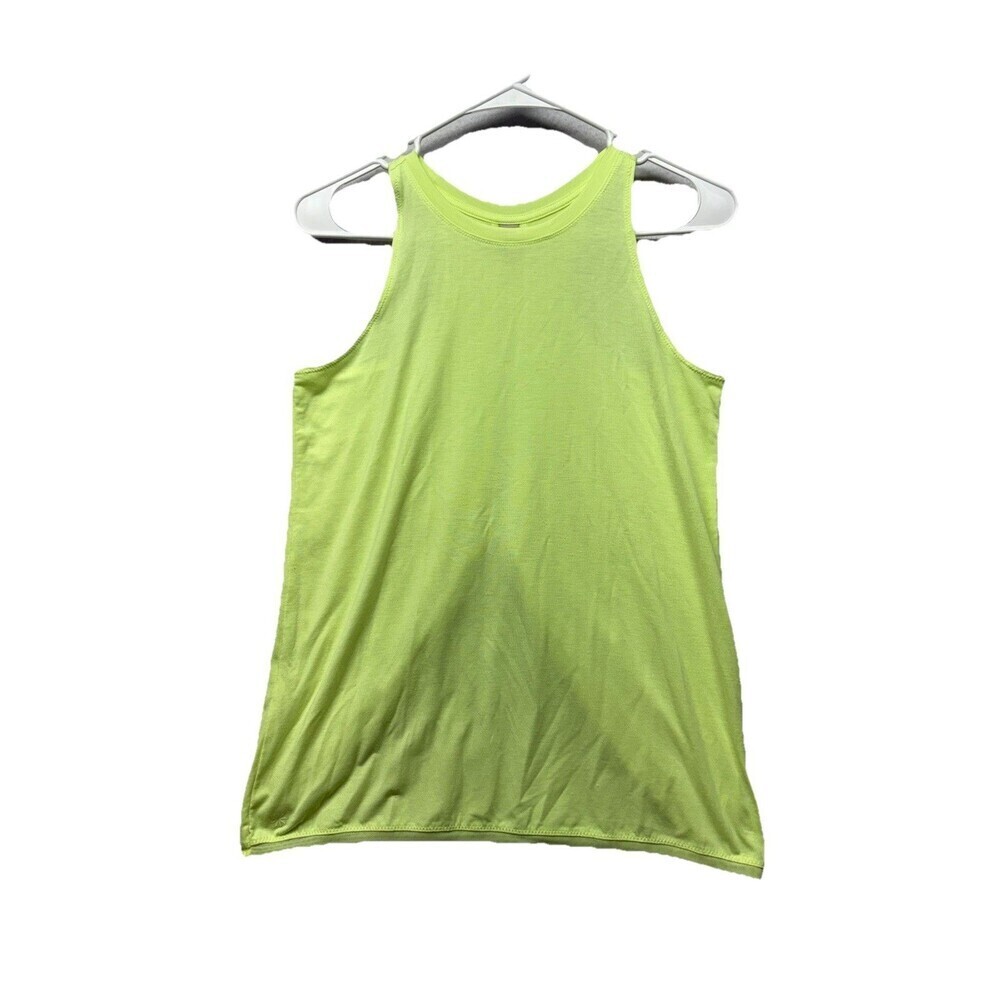 Athleta Girl Tank Sleeveless Top Size Youth XXL 16 Split Back Neon Yellow